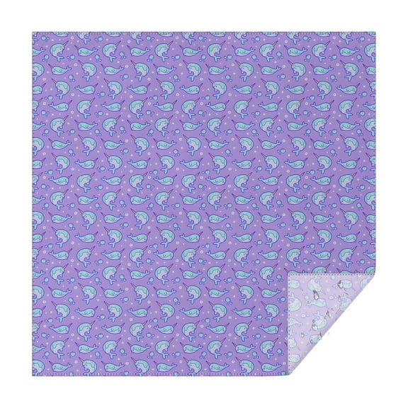 Purple Cartoon Narwhal Pattern Square Tablecloth,Waterproof Square Table Cover,Wipeable Spillproof Washable Table Cover for Home Kitchen Party Decor 42"X42"(107x107cm)
