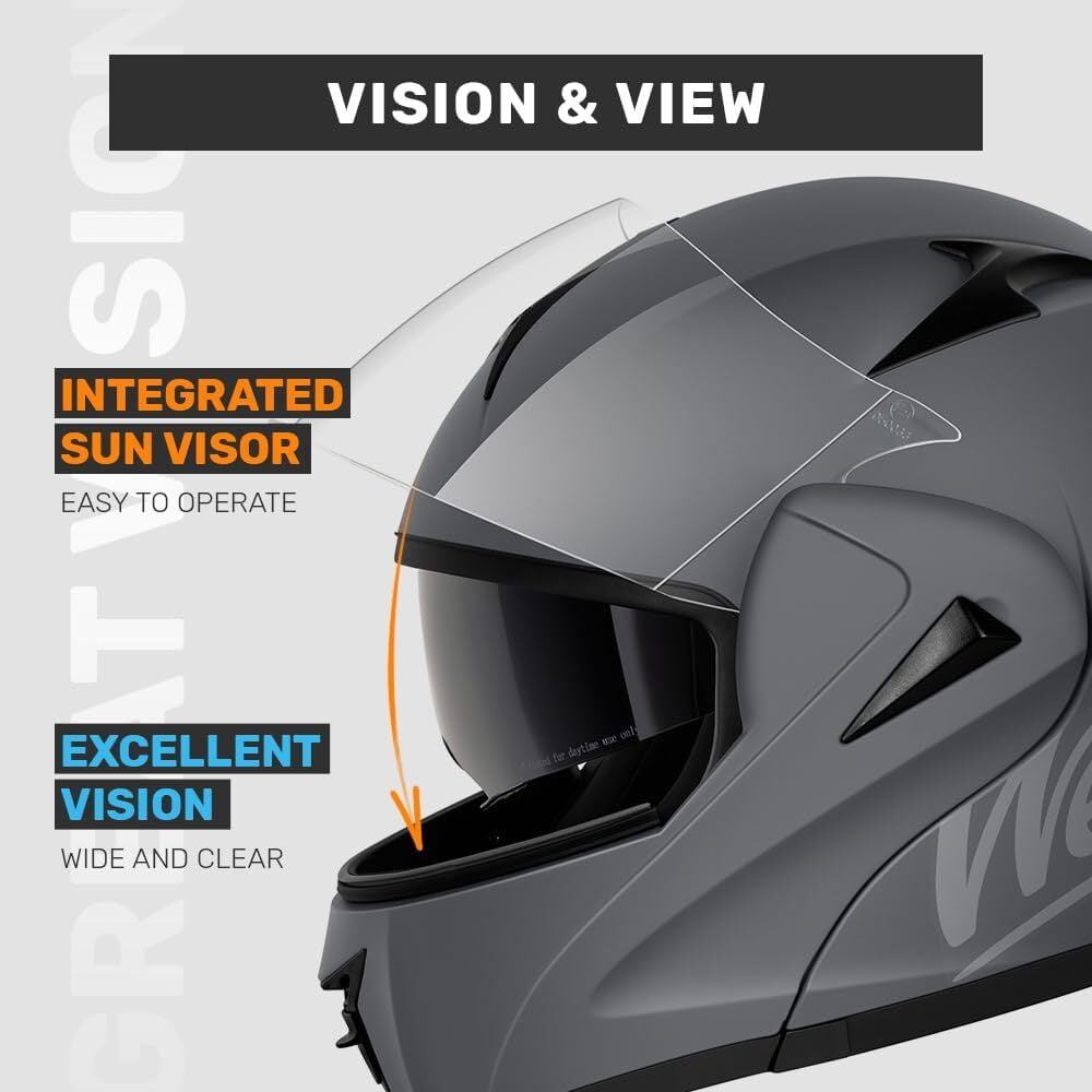 Westt Motorcycle Helmets Modular Motorcycle Helmet for Adults Motorbike Helmet ATV Helmet with Dual Visor for Men & Women Full Face Helmet Flip Up Motorcycle Helmet DOT Approved