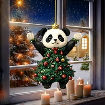 CREATITOY Christmas Print Window Curtains 39x51 Inches Xmas Decor for Living Room Bedroom Party Supplies