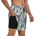 thumbnail image 3 of Haiem Flowers and Butterflies Mens Swim Trunks with Compression Liner 2 in 1 Swimming Shorts Stretch Swimwear Quick Dry,Board Shorts-Large, 3 of 9