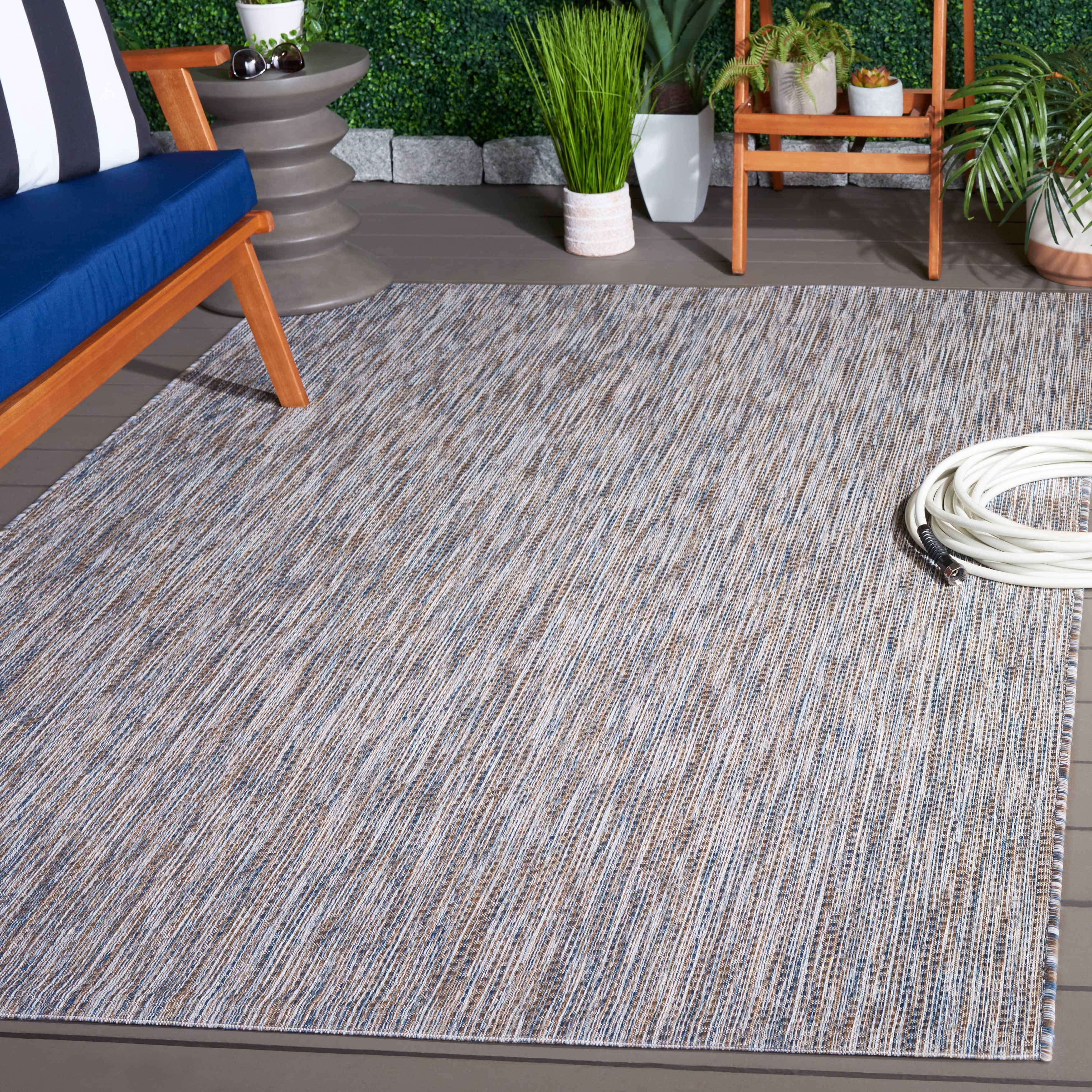 Safavieh Courtyard Emmeline Abstract Indoor/Outdoor Area Rug, Ivory Blue/Beige, 4' x 5'7"