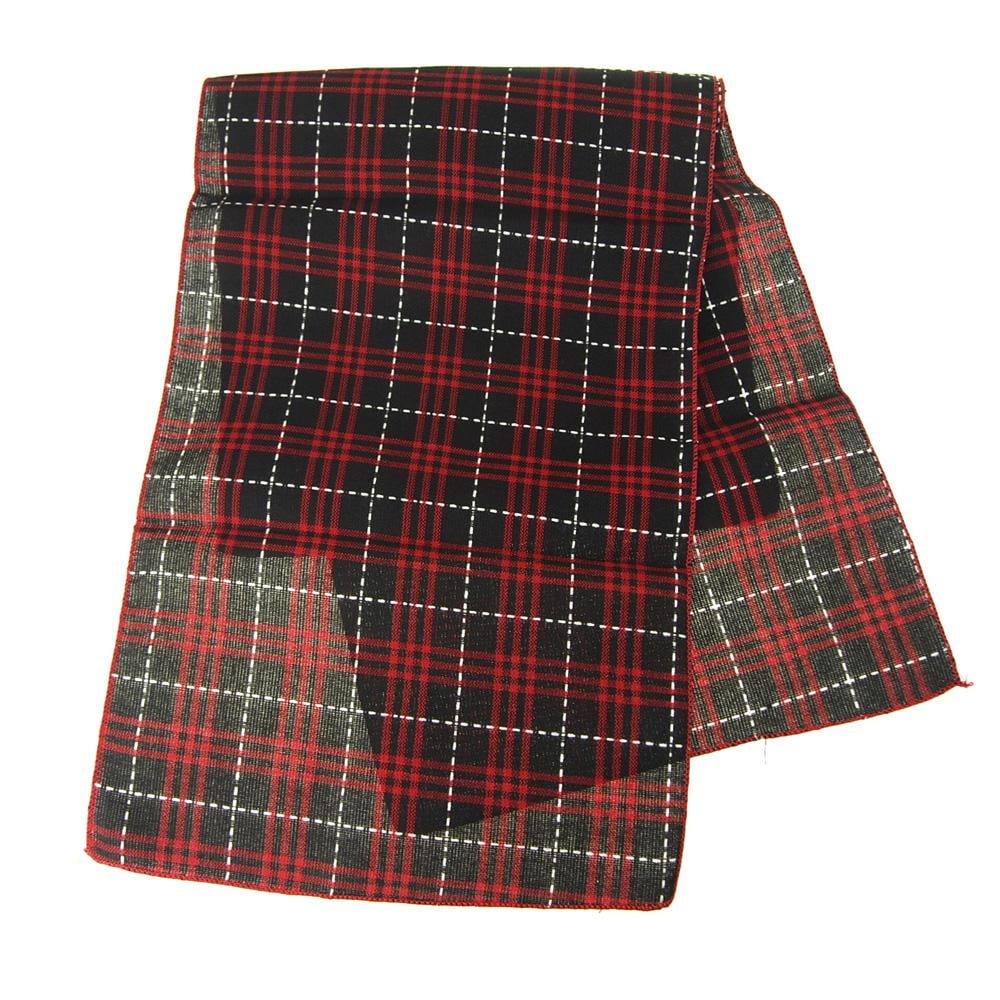 Woven Black and Red Christmas Plaid Table Runner, 14Inch, 6Feet