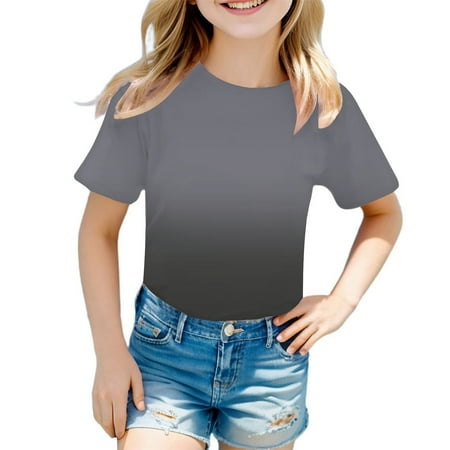 

Girl s Short Sleeve T Shirt Kids Fashion Tee Tie Dye Crewneck Tops Skin-Friendly Baby Boys Girls T Shirts Clothes