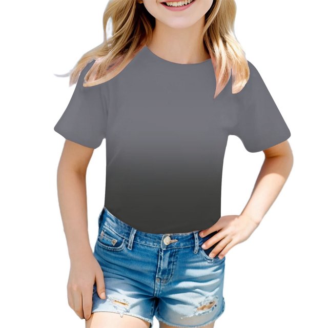 T-Shirts & Chemises de Classification de Produits pour Filles - T-Shirt à Manches Courtes pour Filles, Mode Enfants, Tee-Shirt Teinture sur Nœuds Col Rond