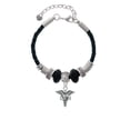 thumbnail image 2 of Delight Jewelry Silvertone Caduceus - LPN Daughter Celtic Knot Leather Bead Bracelet, 7"+2" Extender, 2 of 4