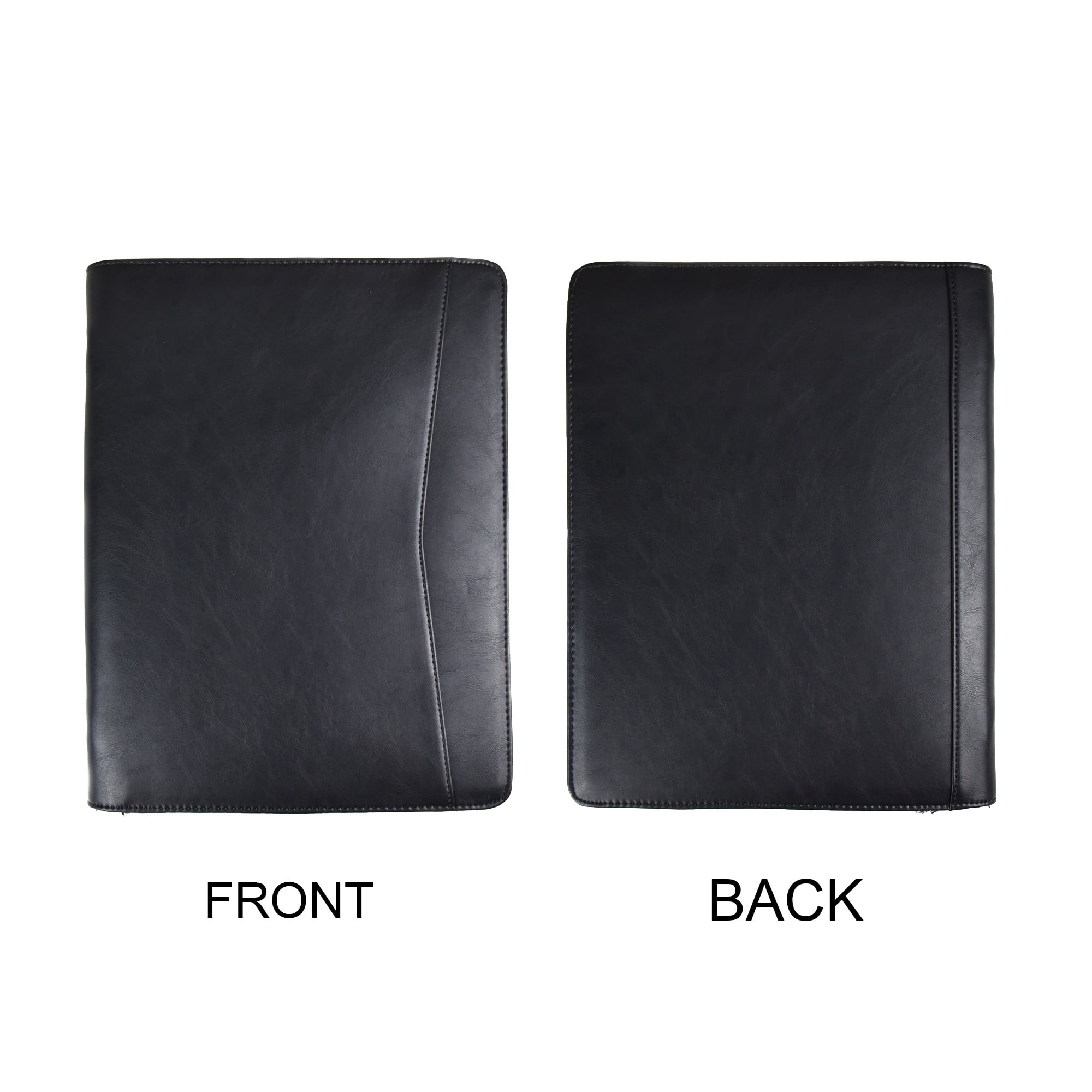 LeatherBelief Vegan Leather Padfolio with Zipper, Professional Business Portfolio with A4/US Letter Writing Pad for Interview, Pink Leather Portfolio for Men, Black