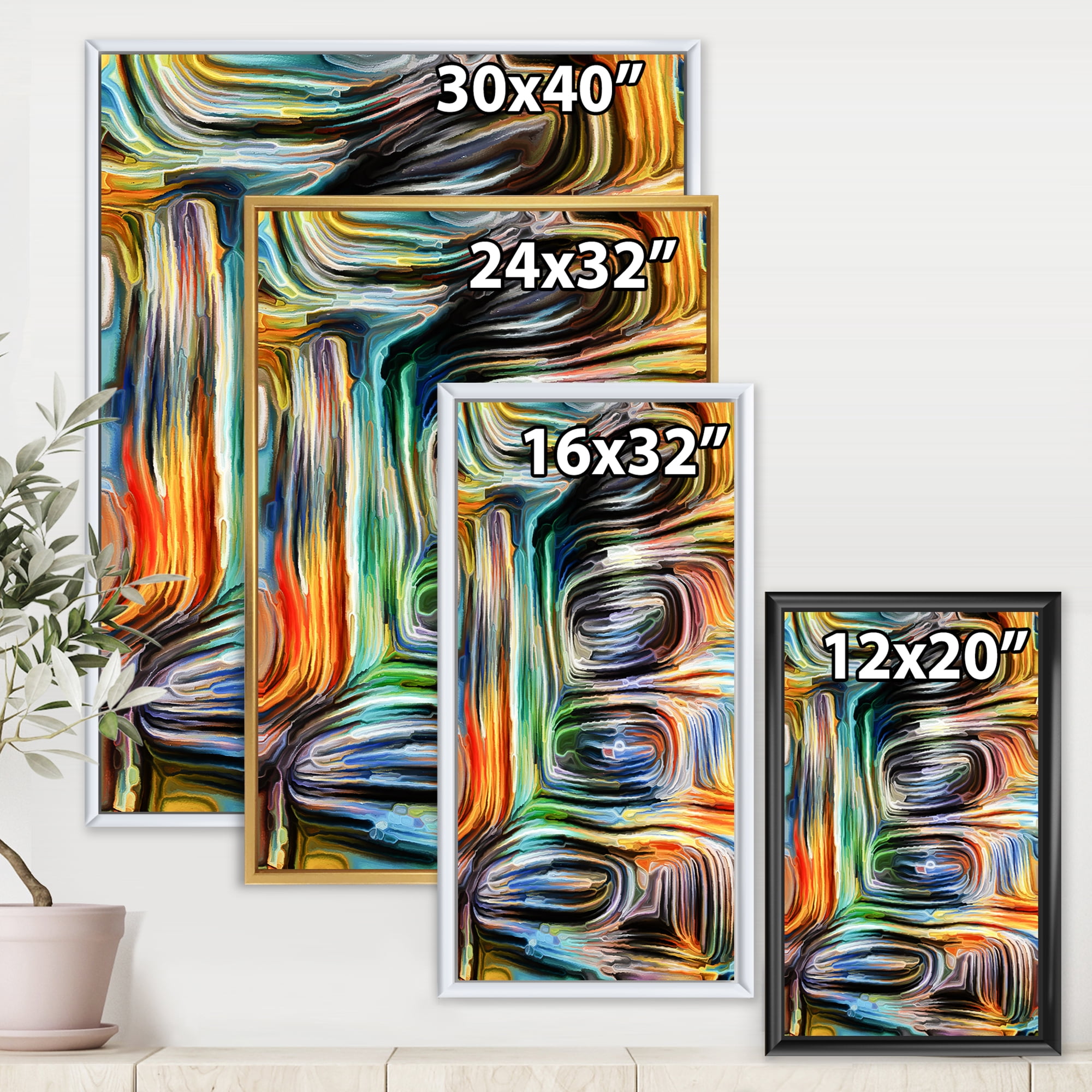 Designart 'Colour Spiral Fusion VII' Modern Framed Canvas Wall Art Print