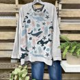 thumbnail image 2 of Pompotops Pull Sweatshirt Surdimensionné en Molleton à Manches Longues Imprimé Rétro pour Femme, 2 of 4