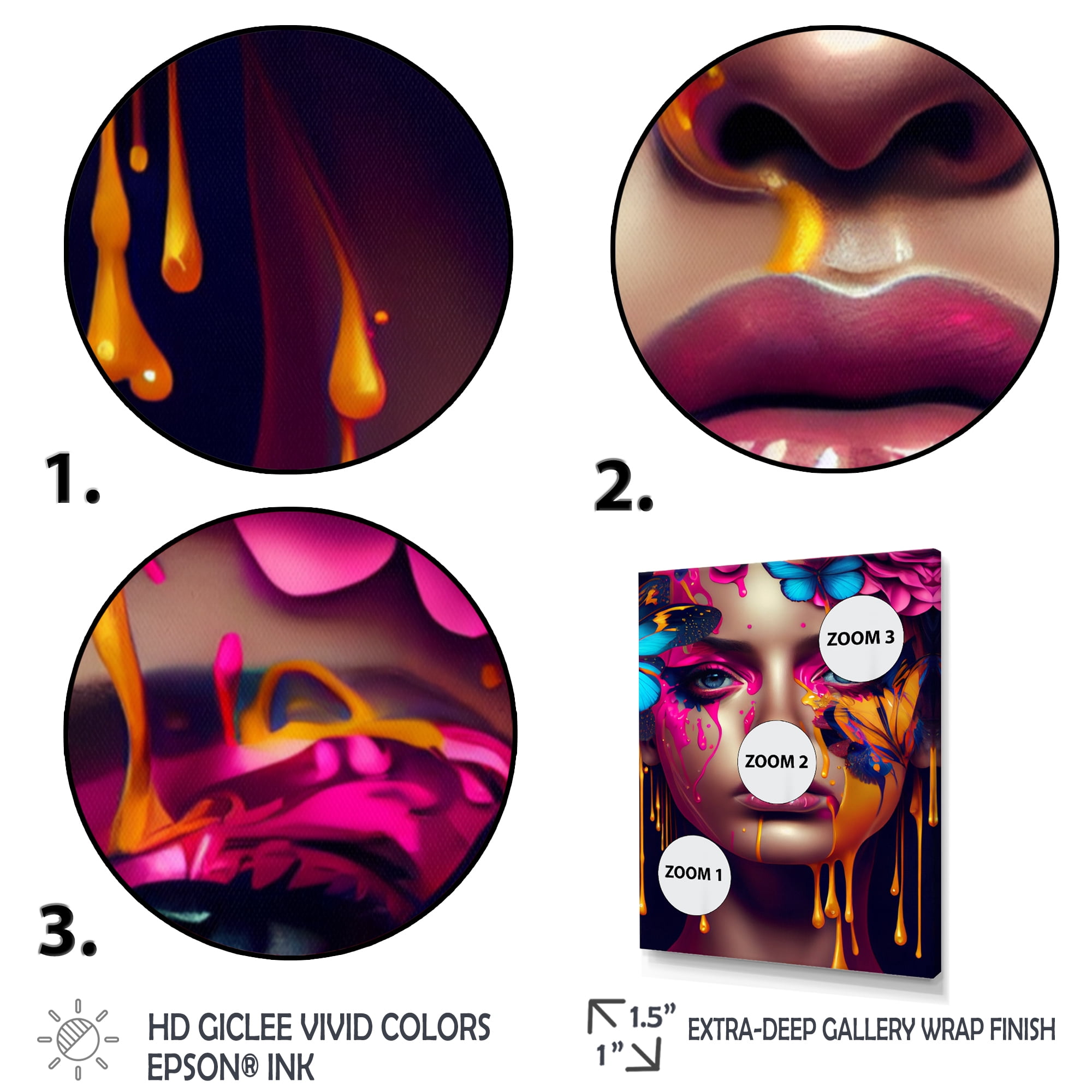 Designart Sensual Woman With Colorful Butterfly V Canvas Wall Art