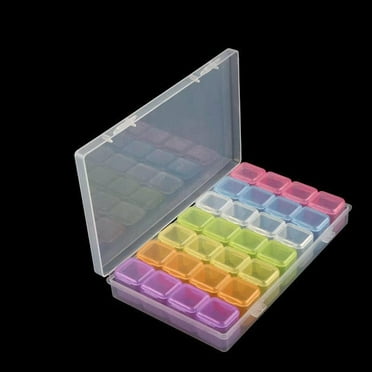 28 Grids Small Plastic Storage Containers with Lids Clear Organizer Box Cases for Nail Charm Beads Jewelry DIY Art Craft Accessories (multicolor)