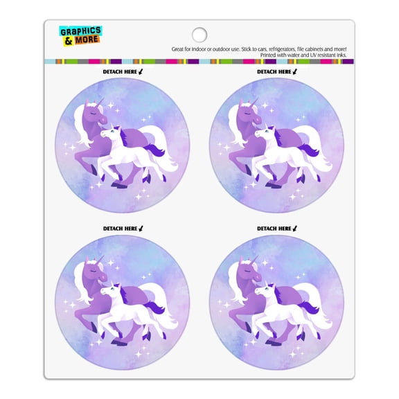 Magical Mom Unicorn and Baby Refrigerator Fridge Locker Vinyl Circle Magnet Set