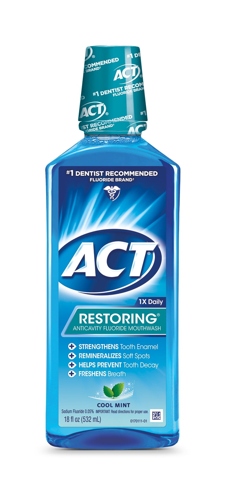 ACT Restoring Anticavity Fluoride Cool Mint Mouthwash, 18oz Walmart