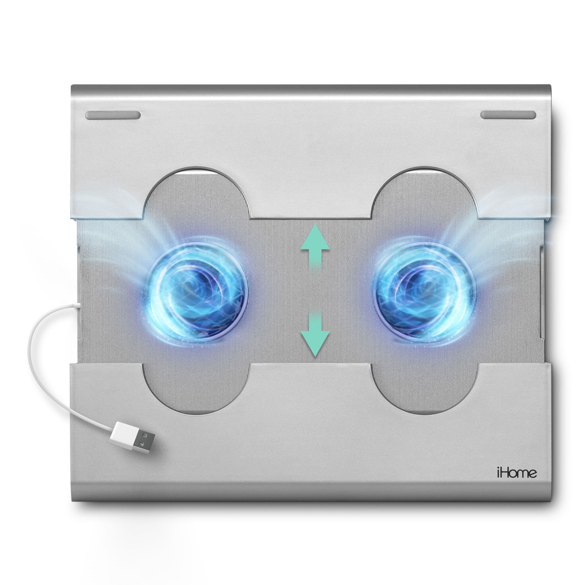 iHome Laptop Cooling Pad with Expandable Base, Dual Fans, Adjustable Height, USB-Powered