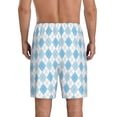 thumbnail image 3 of Kdxio Blue and White Squares Print Mens Sleep Shorts Bottoms Soft Comfy Pajama Wear Pants with Drawstring Pockets, 3 of 7
