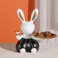 thumbnail image 2 of Estatuilla de conejito pequeño, bandeja de de joyería, estatua decorativa de conejo de Pascua, escultura de Animal, decoración de para el Negro Sunnimix Bandeja de almacenamiento decorativa, 2 of 8