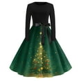 thumbnail image 6 of Christmas Dresses for Women Women's Casual Fashion Round Neck Long Sleeve Christmas Printed Party Vintage Long Dresses for Holiday Gathering,Army Green,L, 6 of 7