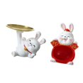thumbnail image 4 of 2x Rabbit Statue Figurine Lying Down with Tray and Big Belly Macarena Estatuilla de conejo, 4 of 8