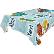 Coolnut 60"x108" Underwater Pirates Set Sticker Tablecloth, Modern Table Cover for Home Decoration, Spill Proof Cloth Washable for Dinner Picnic