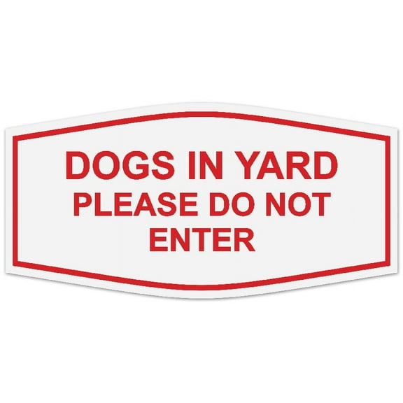 Signs ByLITA Fancy Dogs In Yard Please Do Not Enter Sign - Laser-Engraved Lettering | Durable ABS Plastic | Vibrant Colors | Powerful Foam Tape (White/Red) - Large