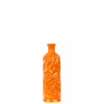thumbnail image 1 of Urban Trends Collection  Ceramic Round Cylindrical Vase With Neck & Wrinkled Sides, Small - Orange, 1 of 1