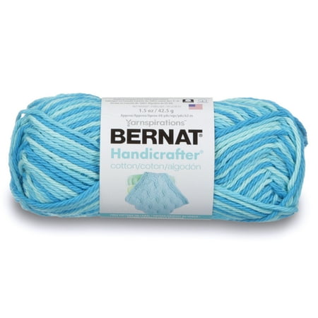 Bernat Handicrafter 4 Medium Cotton Yarn, Swimming Pool Ombre 1.5oz/42.5g, 68 Yards