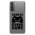 thumbnail image 1 of DistinctInk Clear Shockproof Hybrid Case for Galaxy S21+ PLUS 5G (6.7" Screen) - TPU Bumper Acrylic Back Tempered Glass Screen Protector - Gamers Gonna Game - Video Games, 1 of 2