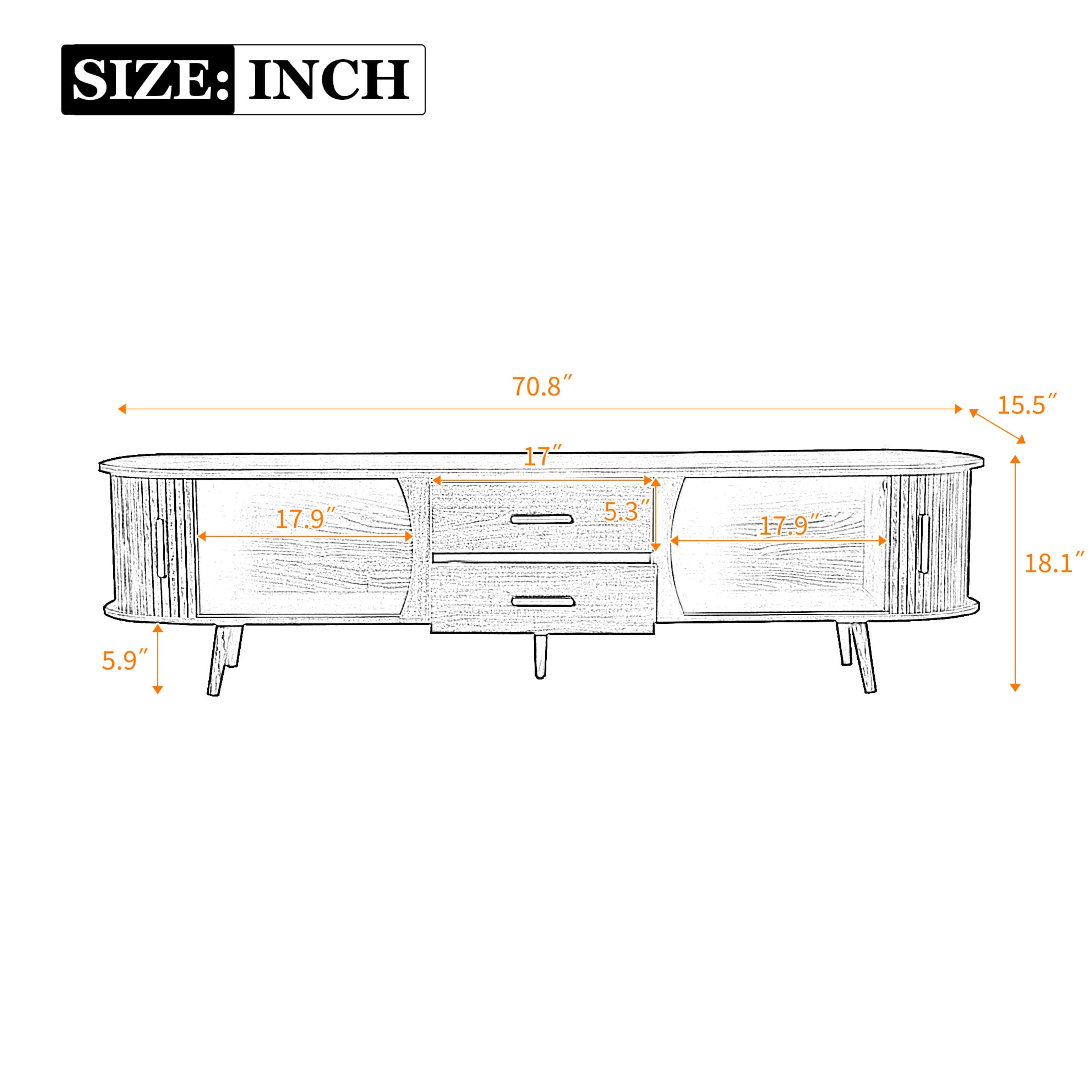 Noble House TV Stand for TVs up to 80", Media Console with Sliding Doors and Drawers, Dark Brown