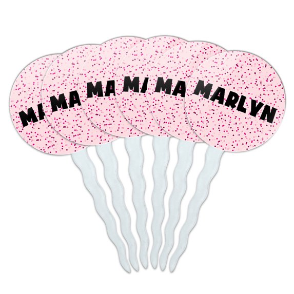 Marlyn Cupcake Picks Toppers - Set of 6 - Pink Speckles