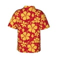 thumbnail image 4 of Xecao Red Vintage Flowers print Hawaiian shirt - a stylish short-sleeve button-down for men, perfect for casual beach and tropical outings., 4 of 9