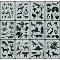 thumbnail image 1 of 12Pcs Animals Shapes Reusable Plastic Stencils Drawing Stencils Animals Template Sets for Kids, 84 Animal Patterns Including Panda, Horse, Cow, Wolf, Elephant, Insect Etc, 1 of 7
