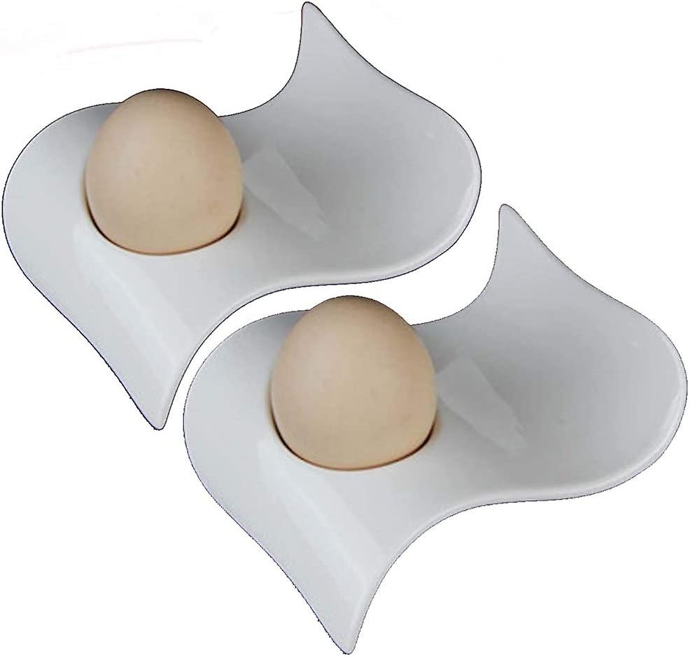Lot De 6 Coquetiers En Céramique Blanche - Porte-œufs Pour œufs à La Coque, Design élégant, Lavable Au Lave-vaisselle