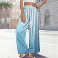 thumbnail image 6 of Women's Side Slit Ombre Wide Leg Pants, Flowing Casual Trousers with Gradient Color and Split Hem, Loose Comfortable Pocket Design for Beach Wear and Four-Season Daily Use Blue1 L, 6 of 7