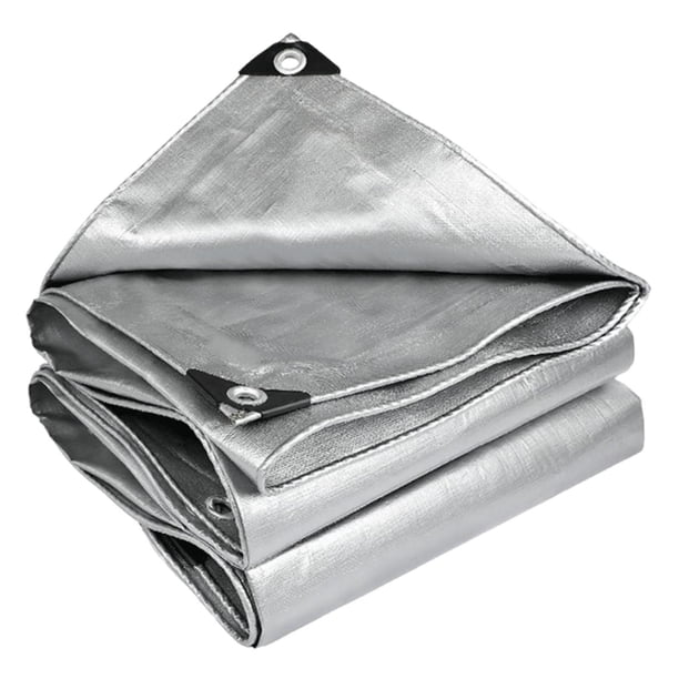 Lona de protección multifuncional para coche, piscina, ojales reforzados, color plateado, ligera, resistente al desgarro y resistente. 2 mx 4 m