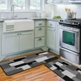thumbnail image 3 of Geometric Grey Kitchen Rugs Set of 2 Checkered Black Grey Kitchen Mats for Floor Non-Slip Backing Kitchen Mat Washable Runner Rug for Home Grey Kitchen Decor and Accessories 17"x47.2"+17"x30", 3 of 6