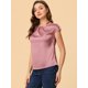thumbnail image 3 of Blusa sedosa Allegra K Cuello redondo Plisado Informal Elegante Rosa empolvado S, 3 of 4