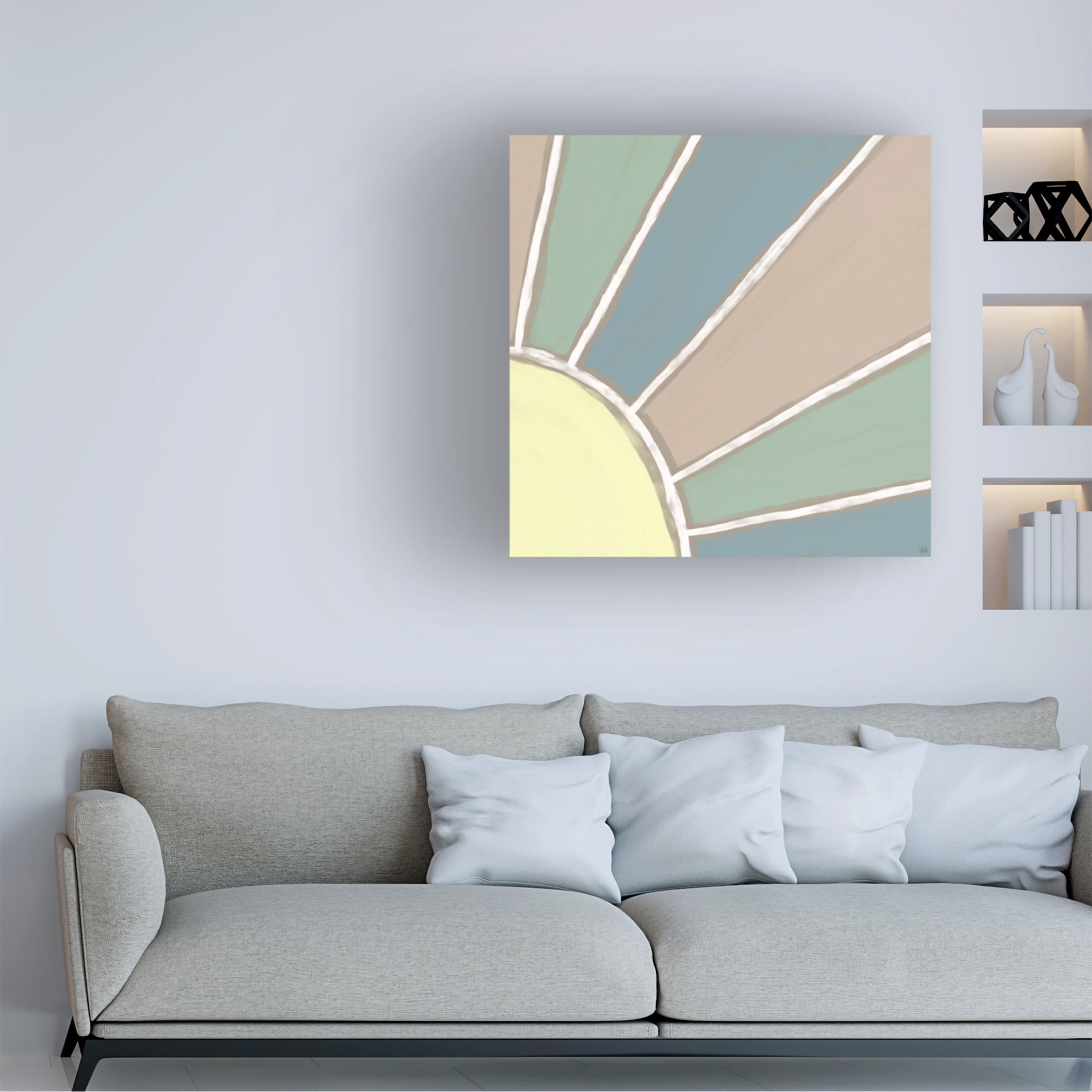Canvas Wall Art - Line and Brush 'Rays' Wall Art for Living Room, Bedroom, or Office Décor by Trademark Fine Art - 14 x 14 Inches