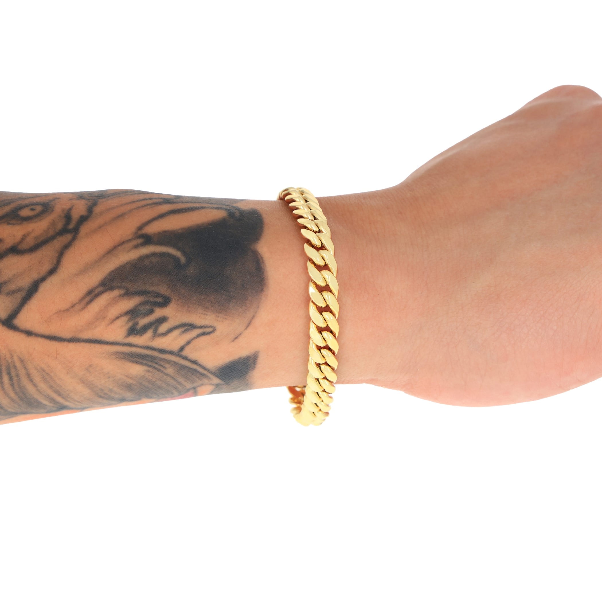Nuragold 14K Real Yellow Gold Miami Cuban Link Chain Bracelet 7"-9" (3mm-12.5mm) Italian Jewelry for Men & Women