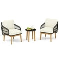 thumbnail image 2 of Gymax 3 Piece Patio Chair Set Wicker Chair & Side Table Set w/ Soft Cushions & Tempered Glass Tabletop, 2 of 10