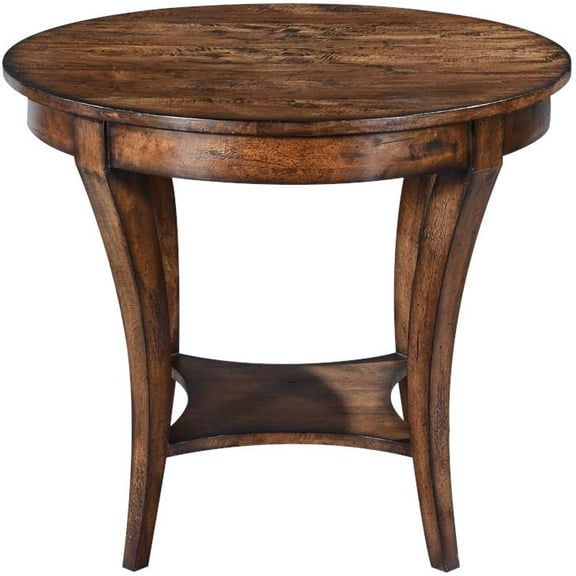 Rustic Pecan Round Side Table | Solid Wood Beauty