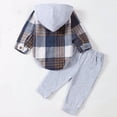 thumbnail image 3 of Dakiuu Newborn Baby Boys Fall Winter Clothes Infant Boys' Spring Outfits Flannel Plaid Hoodie Romper 0 3 6 9 12 18 Months 2 Pcs Bodysuit Pants Set Grey 3-6 Months (6M), 3 of 7