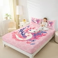 thumbnail image 4 of jejeloiu Cute Axolotl Bed Sheets,Cartoon Mermaid Print King Sheets For Girls Teens 4pcs, 4 of 7