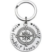 LParkin Best Friend Keychain Long Distance Relationship Gifts True Friendship Knows No Distance Compass Keychain
