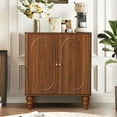 thumbnail image 5 of PHOYAL Walnut Sideboard and Buffets, Fluted Buffet Cabinet with 2 Arch Doors and Adjustable Shelves, Accent Cabinet for Living Room Kitchen Entryway, 5 of 9