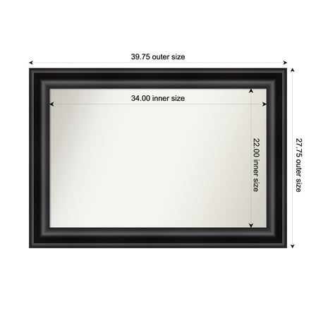 Amanti Art Custom Framed Wall and Bathroom Mirror (27.75 x 39.75 in.), Grand Black Frame