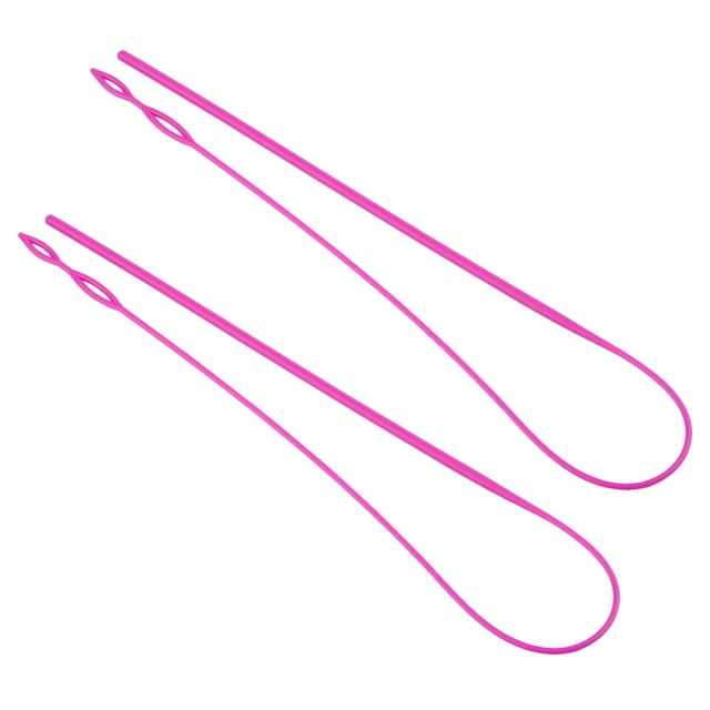 2 enhebradores de cordón de plástico para bricolaje, barras de tracción de banda elástica para el hogar y la tienda (rosado)