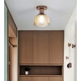 thumbnail image 4 of FSLiving Ceiling Light Fixtures Flush Mount E26 Clear Glass Lampshade Wooden Plate Decor Chandelier Nordic Lamp for Loft Hallway Foyer Cloakroom Balcony Entryway (Bulb Sold Separately) - 1 Pack, 4 of 6