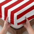 thumbnail image 3 of Twin Sze Fitted Sheet Set - Red Striped 2 Piece Bedding Sets 16" Deep Pocket Fitted Sheet with 1 Pillowcase, Christmas Farmhouse Red White Stripes Brushed Microfiber Hotel Luxury Bed Sheets, 3 of 9