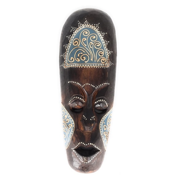Tribal Tiki Mask 12" Blue - Tattoo Primitive Art | #wib370330b