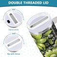 thumbnail image 3 of Yayeee 30oz Stainless Steel Tumbler with Straw and Handle Double-Wall Insulated Travel Water Bottle, Green Flowers, 3 of 8