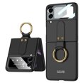 thumbnail image 1 of Z Flip 3 Case with Ring, Allytech Hard Matte PC Back Cover Ultra Thin Shockproof Protective Ring Stand Anti-Drop Build-in Front Glass Cover Case for Samsung Galaxy Z Flip 3 2021, Black, 1 of 9